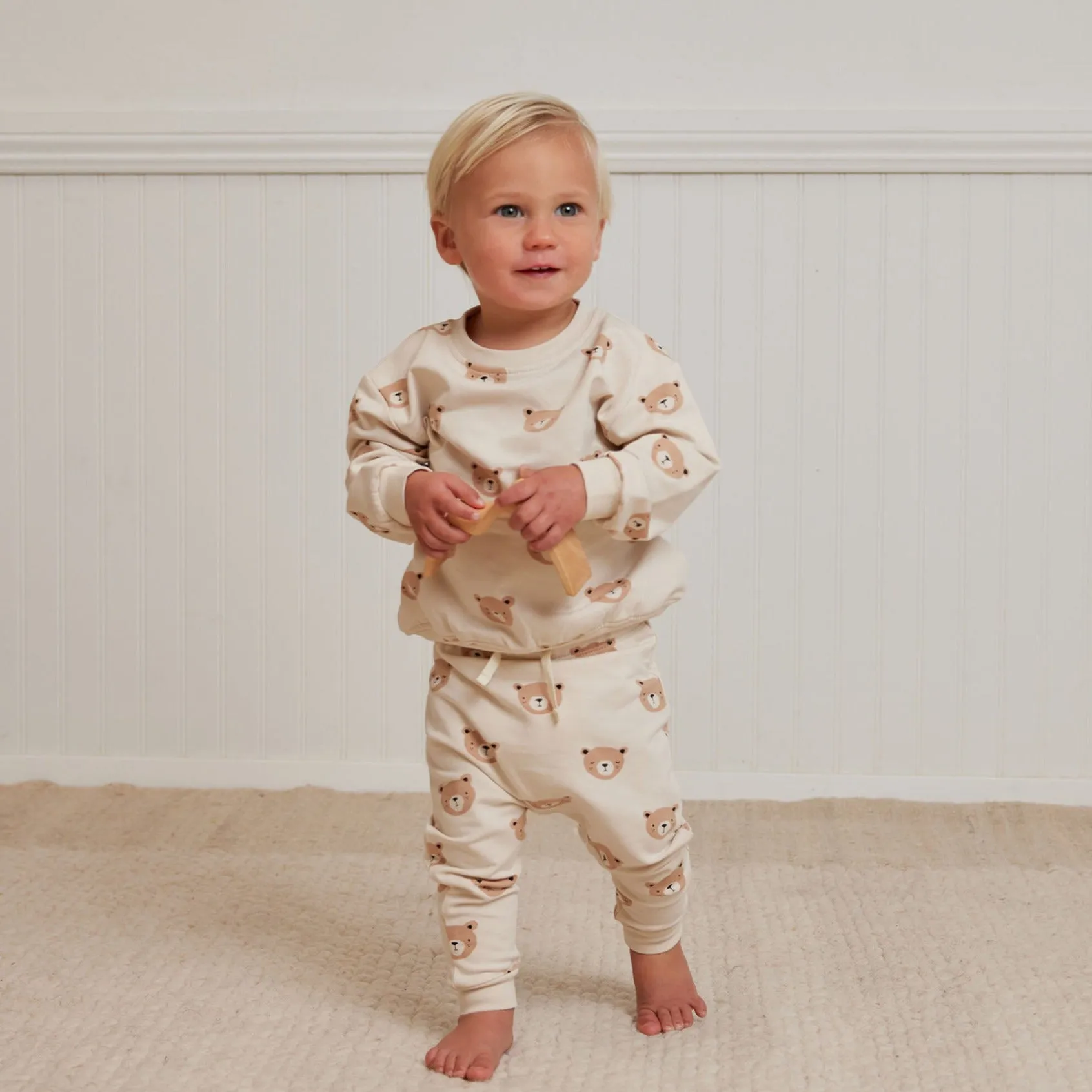Quincy Mae - Teddy Sweatpants in Natural