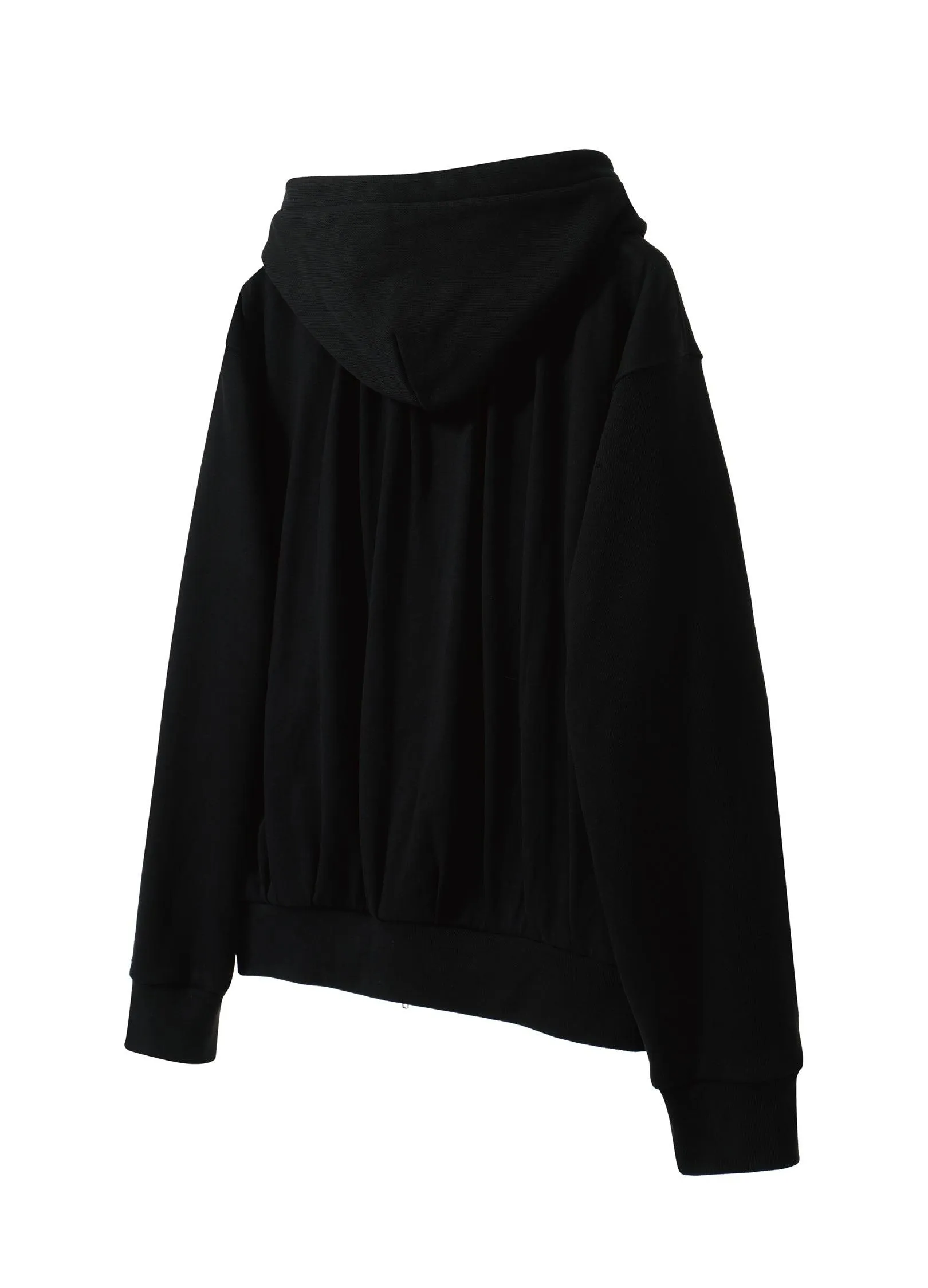 Stylish Pleated Hooded Cotton Sweater With Zip Closure