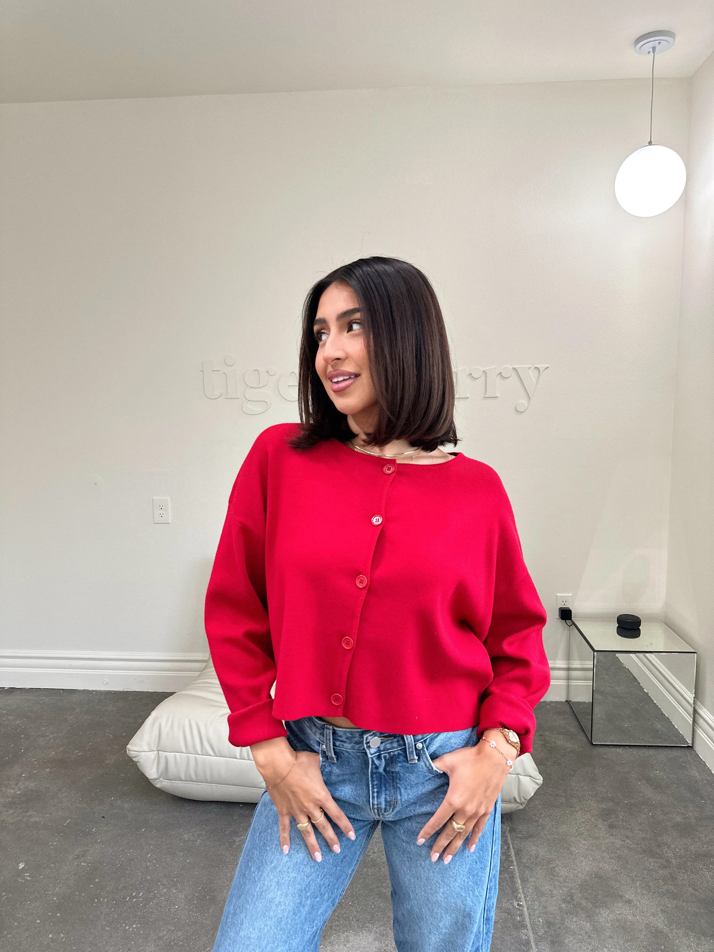 teddy cardigan (RED)