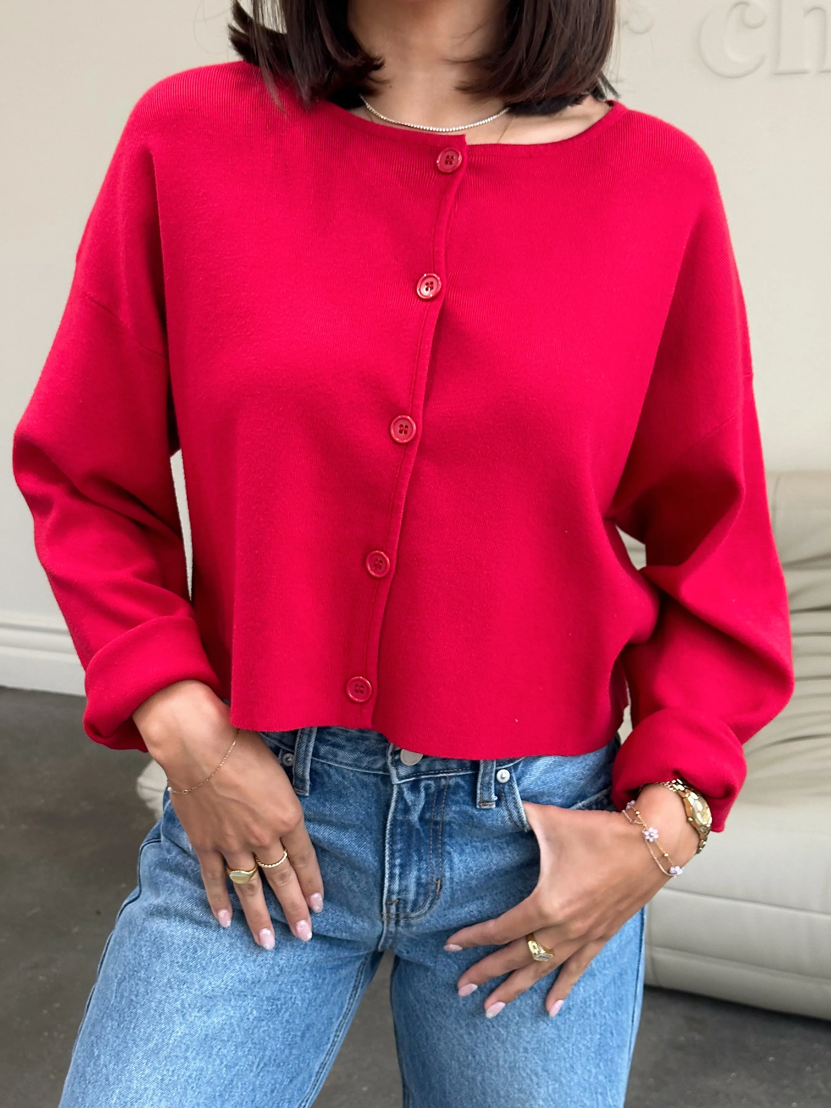 teddy cardigan (RED)
